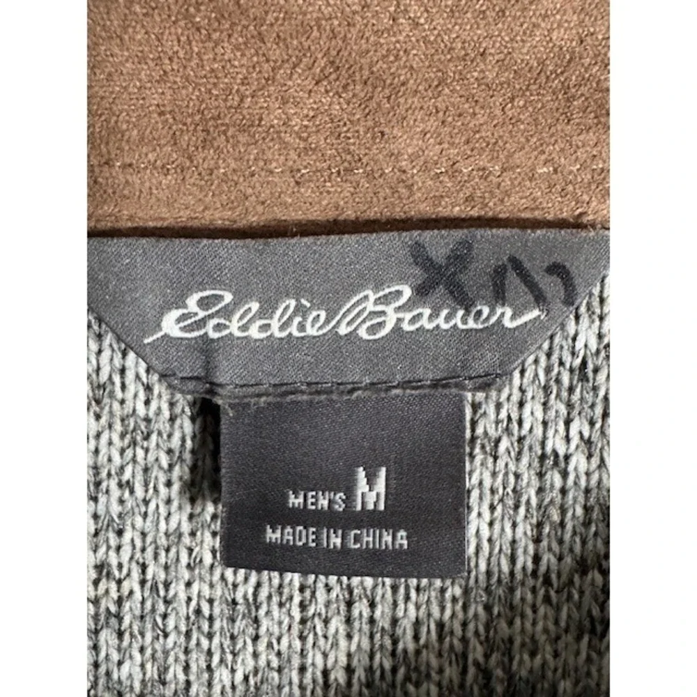 Eddie Bauer Sherpa Lined‎ Fleece Shirt Jacket Mens Gray Button Up - Large